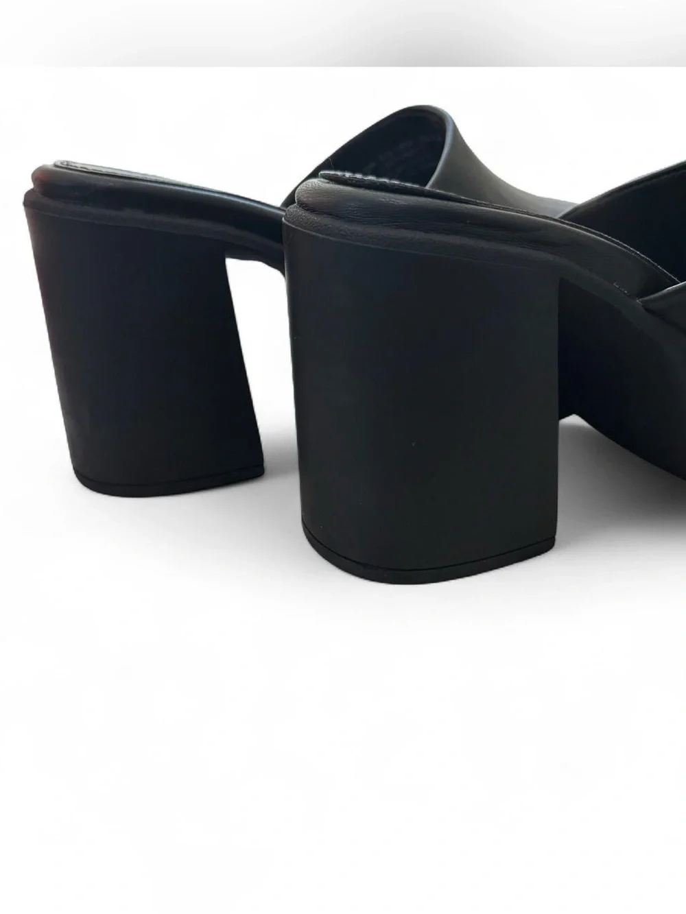 NWOT wide fit chunky platform high heel black mules-size 7